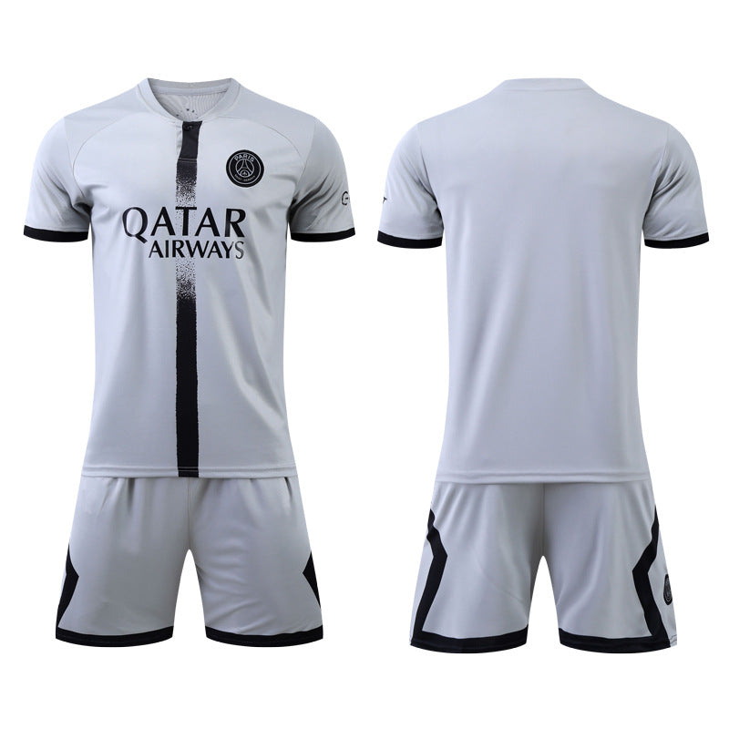 World Cup Qatar Football Shirt Set National Team Kit Barcelona Home Yellow Barcelona Two Tours Paris Home Grey Paris Co branded Boys and Girls