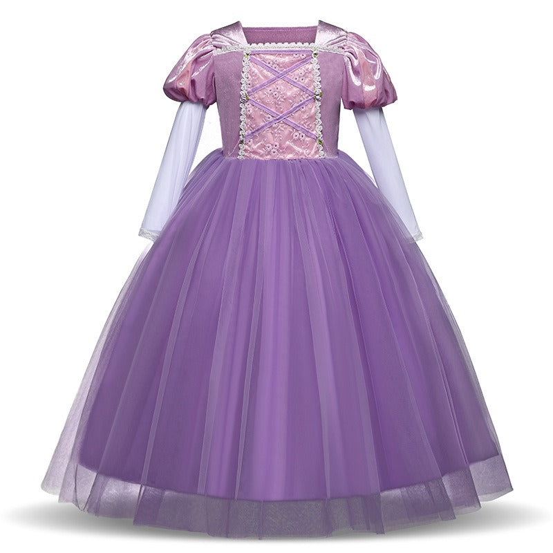 Long haired princess dress Christmas girl Sophia children's dress performance dress