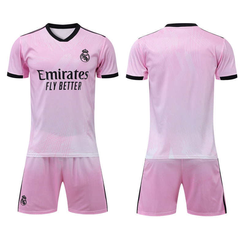 World Cup Qatar Football Shirt Set National Team Kit AC Milan Home Real Madrid Y3 Pink Black Purple Real Madrid Home Dragon Grain Boys and Girls